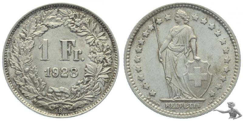 1 Franken 1928 B | wunderschöne Qualität